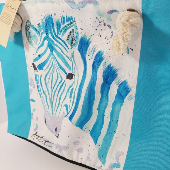 Blue Zebra Art Tote Bag by Angie Bryan Creations - Picture 2 of 6